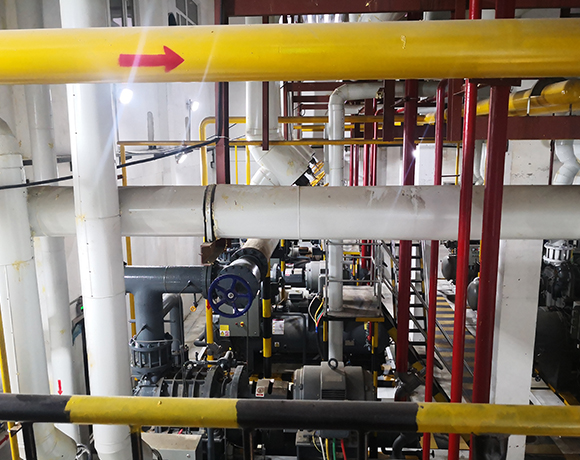 Top view of the pressure pipeline in the computer room